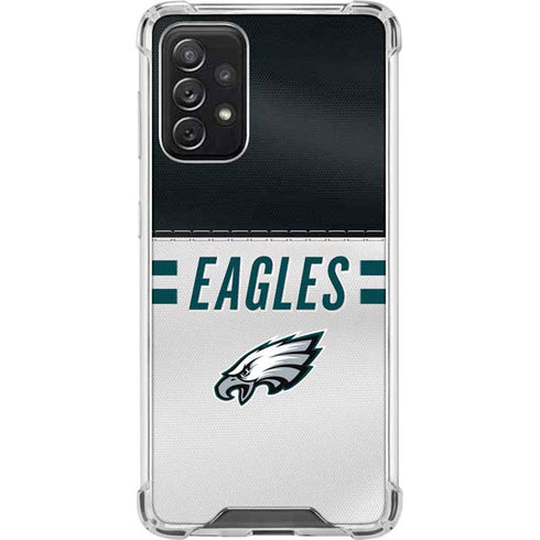 NFL Philadelphia Eagles White Striped Galaxy A72 5G Clear Case