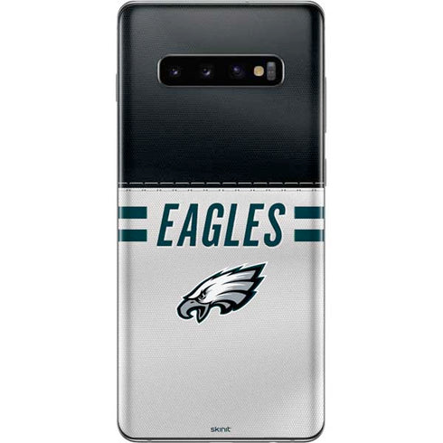 NFL Philadelphia Eagles White Striped Galaxy S10 Plus Skin