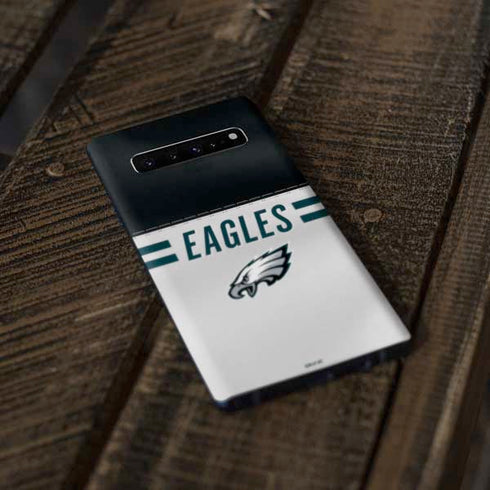 NFL Philadelphia Eagles White Striped Galaxy S10 Skin
