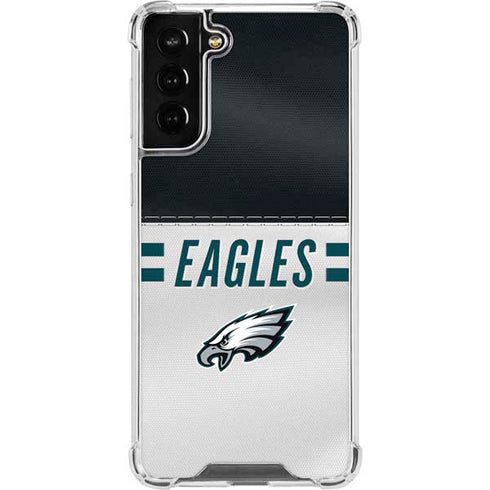 NFL Philadelphia Eagles White Striped Galaxy S21 FE Clear Case