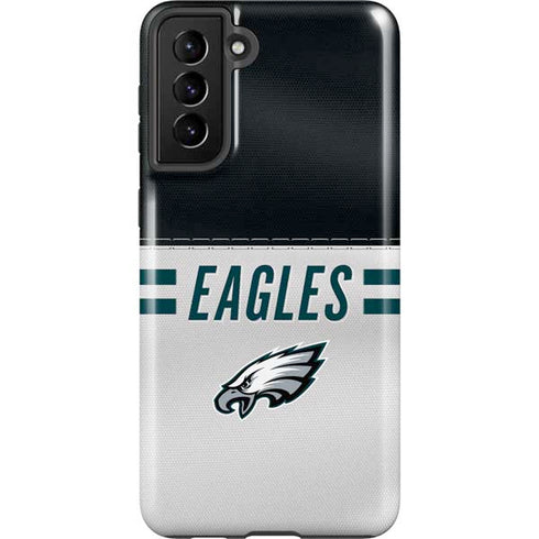 NFL Philadelphia Eagles White Striped Galaxy S21 FE Pro Case