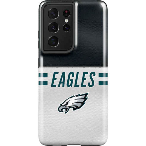 NFL Philadelphia Eagles White Striped Galaxy S21 Ultra 5G Pro Case