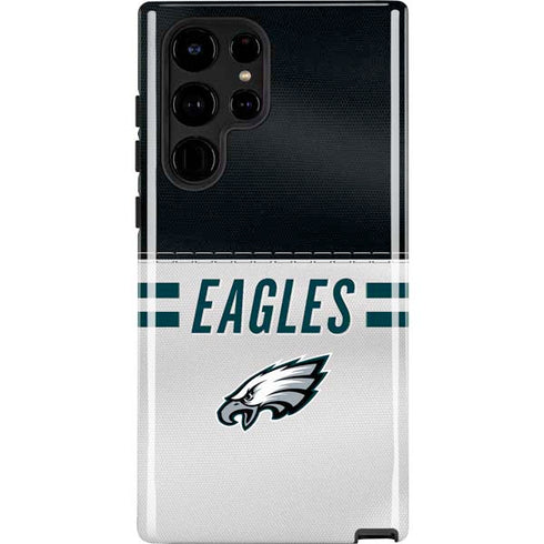 NFL Philadelphia Eagles White Striped Galaxy S22 Ultra Pro Case