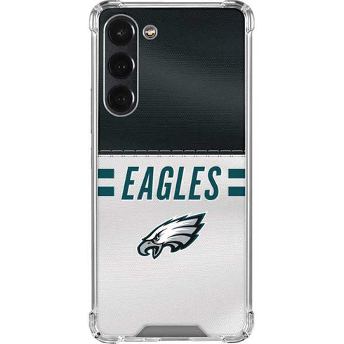 NFL Philadelphia Eagles White Striped Galaxy S23 Plus Clear Case