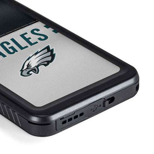 NFL Philadelphia Eagles White Striped Galaxy S23 Plus Waterproof Case