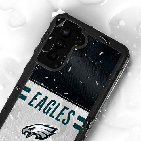 NFL Philadelphia Eagles White Striped Galaxy S23 Plus Waterproof Case