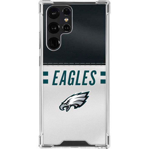 NFL Philadelphia Eagles White Striped Galaxy S24 Ultra Clear Case