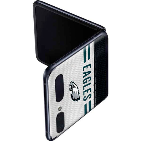 NFL Philadelphia Eagles White Striped Galaxy Z Flip Skin