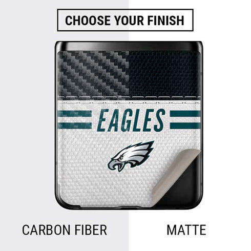 NFL Philadelphia Eagles White Striped Galaxy Z Flip Skin