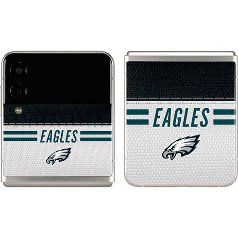 NFL Philadelphia Eagles White Striped Galaxy Z Flip3 5G Skin