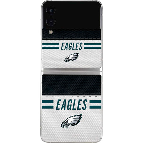 NFL Philadelphia Eagles White Striped Galaxy Z Flip3 5G Skin