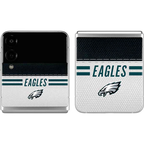 NFL Philadelphia Eagles White Striped Galaxy Z Flip4 5G Skin