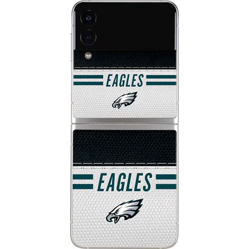 NFL Philadelphia Eagles White Striped Galaxy Z Flip4 5G Skin