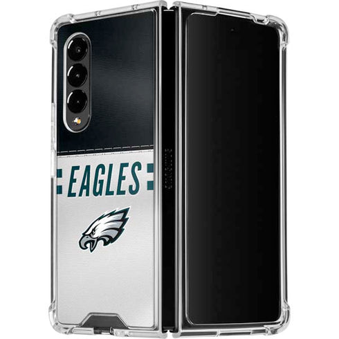 NFL Philadelphia Eagles White Striped Galaxy Z Fold4 5G Clear Case