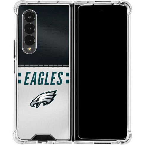 NFL Philadelphia Eagles White Striped Galaxy Z Fold4 5G Clear Case