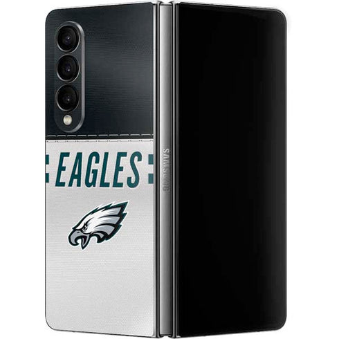 NFL Philadelphia Eagles White Striped Galaxy Z Fold4 5G Skin