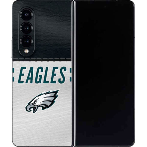 NFL Philadelphia Eagles White Striped Galaxy Z Fold4 5G Skin