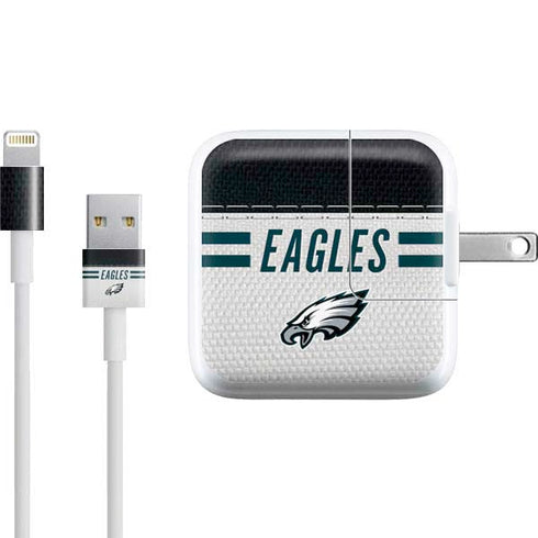 NFL Philadelphia Eagles White Striped iPad Charger (10W USB) Skin