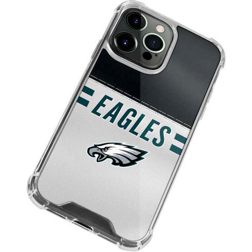 NFL Philadelphia Eagles White Striped iPhone 13 Pro Max Clear Case