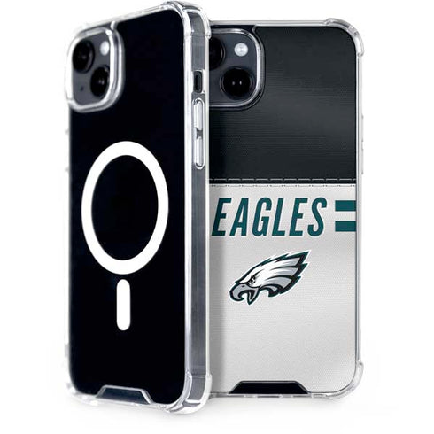 NFL Philadelphia Eagles White Striped iPhone 15 Plus MagSafe Case