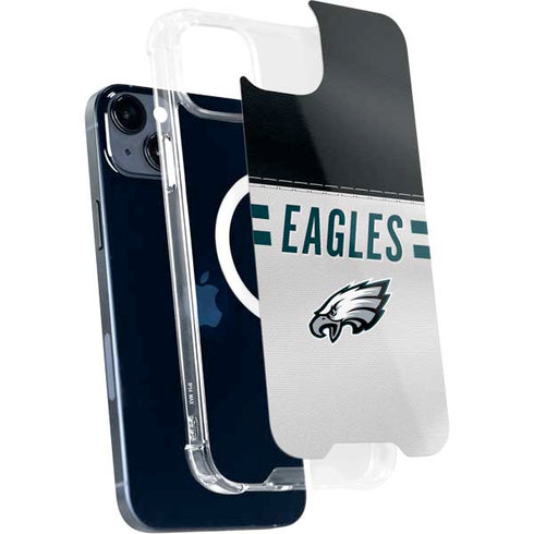 NFL Philadelphia Eagles White Striped iPhone 15 Plus MagSafe Case