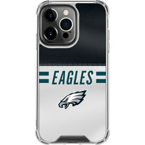 NFL Philadelphia Eagles White Striped iPhone 14 Pro Clear Case