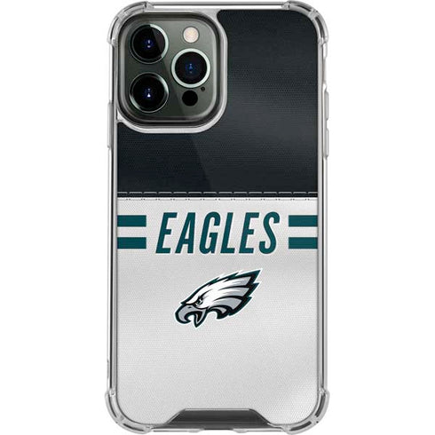 NFL Philadelphia Eagles White Striped iPhone 14 Pro Max Clear Case