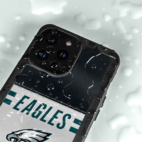 NFL Philadelphia Eagles White Striped iPhone 14 Pro Max Waterproof Case