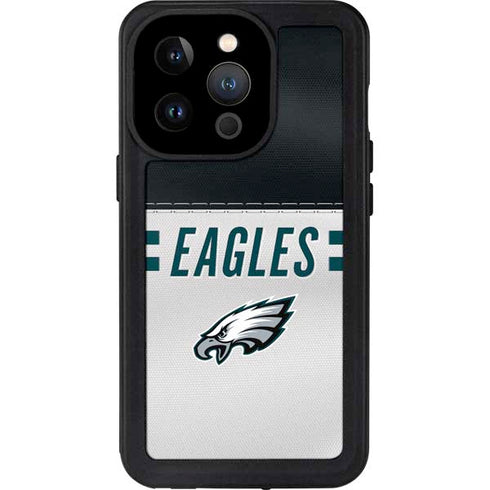 NFL Philadelphia Eagles White Striped iPhone 14 Pro Waterproof Case