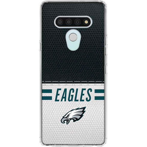 NFL Philadelphia Eagles White Striped LG Stylo 6 Clear Case