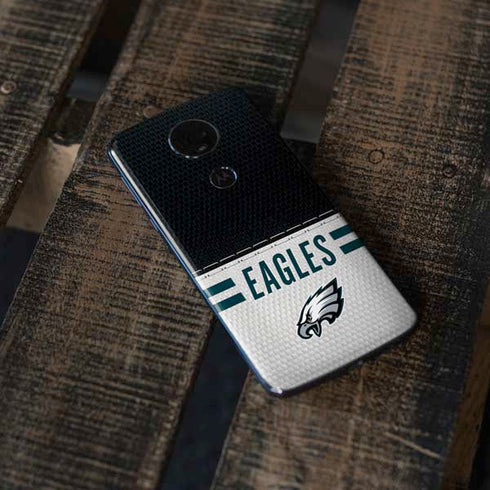 NFL Philadelphia Eagles White Striped Moto E5 Plus Skin