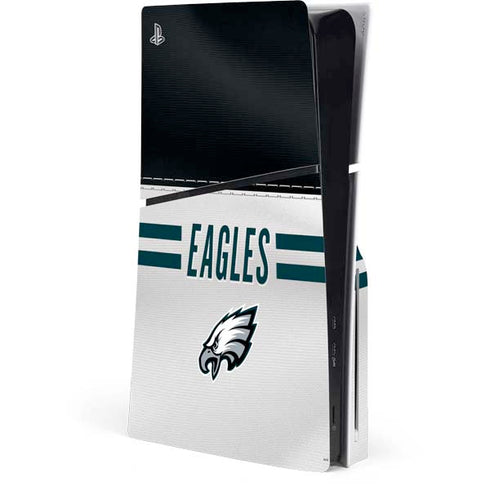 NFL Philadelphia Eagles White Striped PS5 Slim Disk Console Skin