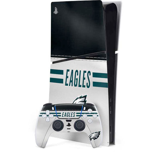 NFL Philadelphia Eagles White Striped PS5 Slim Digital Edition Bundle Skin