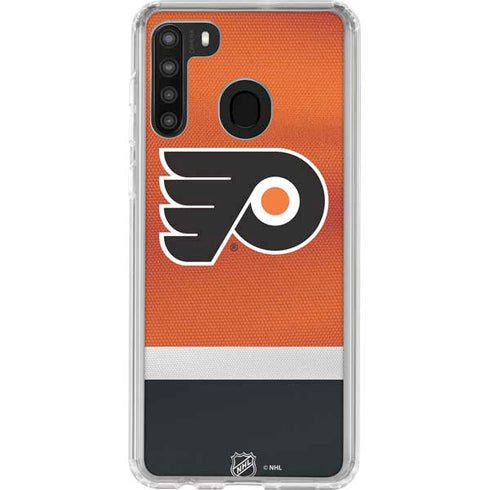 NHL Philadelphia Flyers Alternate Jersey Galaxy A21 Clear Case