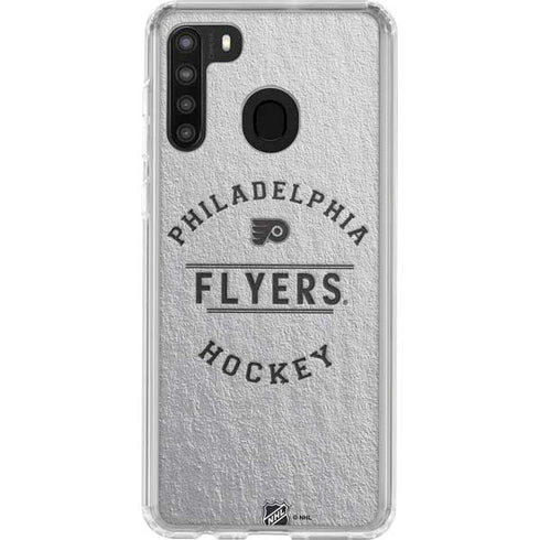 NHL Philadelphia Flyers Black Text Galaxy A21 Clear Case