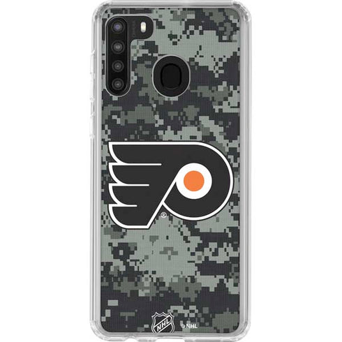 NHL Philadelphia Flyers Camo Galaxy A21 Clear Case