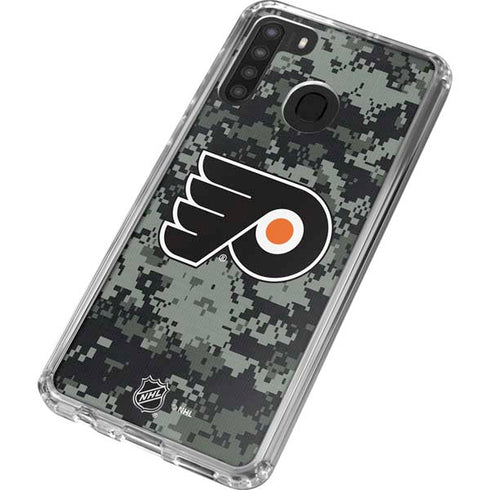 NHL Philadelphia Flyers Camo Galaxy A21 Clear Case