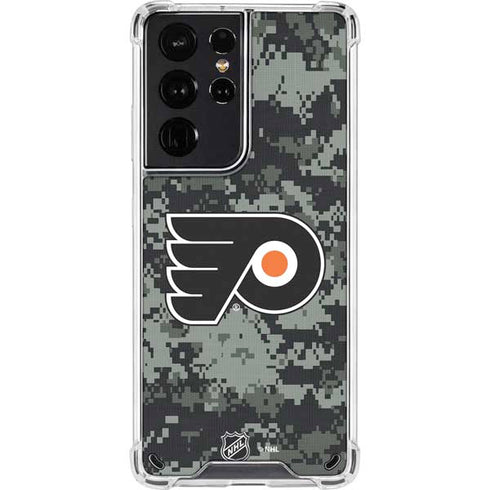 NHL Philadelphia Flyers Camo Galaxy S21 Ultra 5G Clear Case