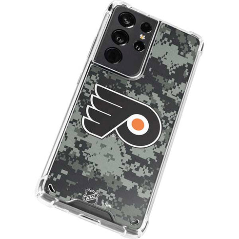 NHL Philadelphia Flyers Camo Galaxy S21 Ultra 5G Clear Case