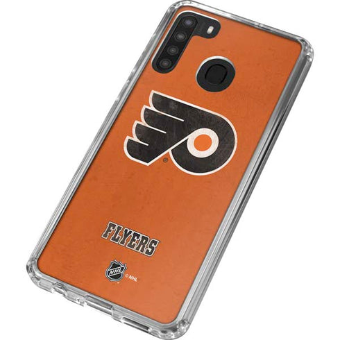 NHL Philadelphia Flyers Distressed Galaxy A21 Clear Case