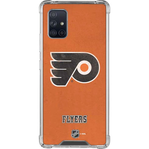 NHL Philadelphia Flyers Distressed Galaxy A71 5G Clear Case