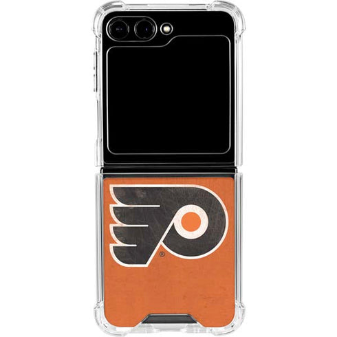 NHL Philadelphia Flyers Distressed Galaxy Z Flip5 5G Clear Case