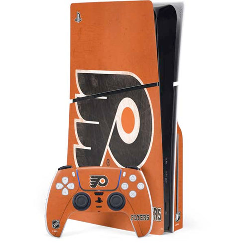 NHL Philadelphia Flyers Distressed PS5 Slim Disk Bundle Skin