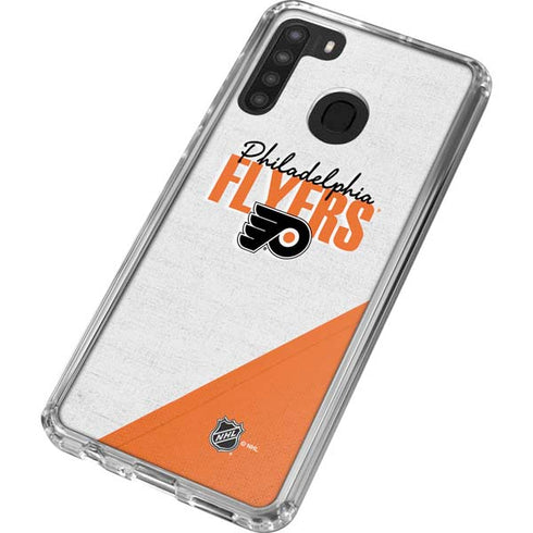NHL Philadelphia Flyers Script Galaxy A21 Clear Case