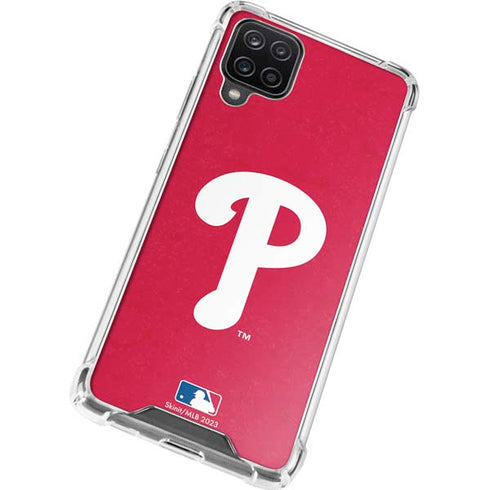 MLB Philadelphia Phillies - Solid Distressed Galaxy A12 Clear Case