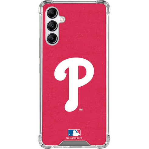 MLB Philadelphia Phillies - Solid Distressed Galaxy A14 5G Clear Case