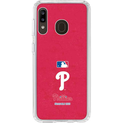 MLB Philadelphia Phillies - Solid Distressed Galaxy A20 Clear Case