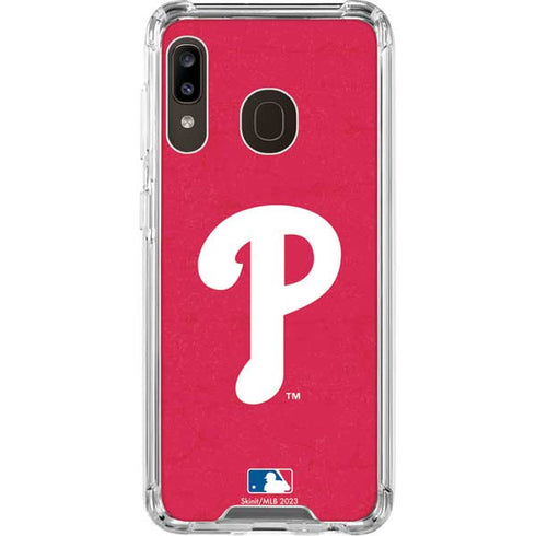 MLB Philadelphia Phillies - Solid Distressed Galaxy A30 Clear Case