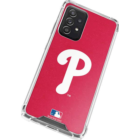 MLB Philadelphia Phillies - Solid Distressed Galaxy A52 5G Clear Case