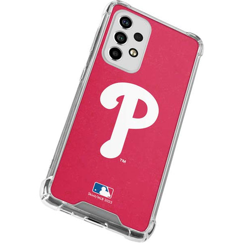MLB Philadelphia Phillies - Solid Distressed Galaxy A53 5G Clear Case